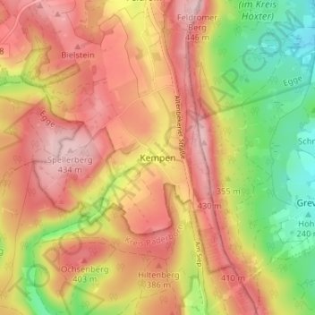 Kempen topographic map, elevation, terrain