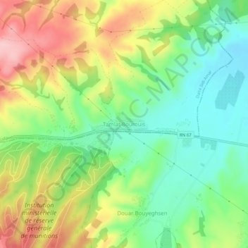Tamlat Bourouis topographic map, elevation, terrain