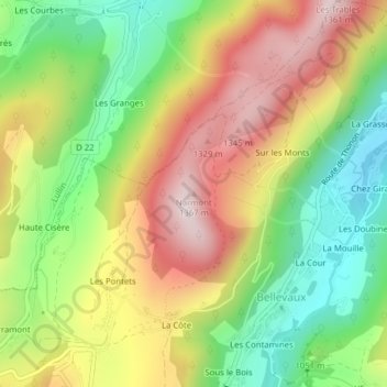 Narmont topographic map, elevation, terrain
