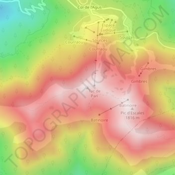 Tuc de l'Étang topographic map, elevation, terrain