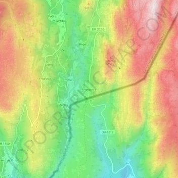 Ameijoeira topographic map, elevation, terrain
