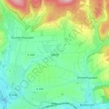 Vahle topographic map, elevation, terrain