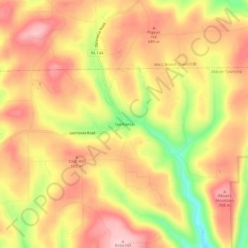 Germania topographic map, elevation, terrain