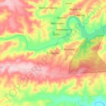 Nohlazana topographic map, elevation, terrain