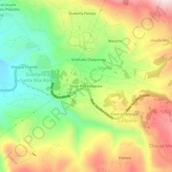Santa Rita Kasapata topographic map, elevation, terrain