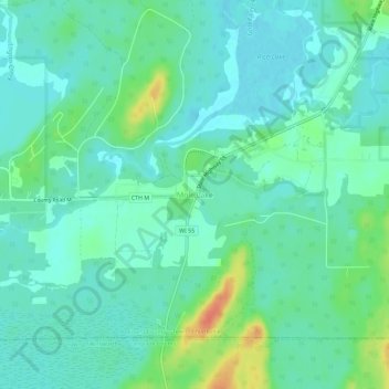 Mole Lake topographic map, elevation, terrain