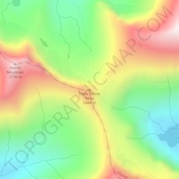 Triple Divide Peak topographic map, elevation, terrain