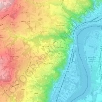 Le Bardoux topographic map, elevation, terrain