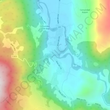 Liquiñe topographic map, elevation, terrain