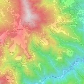 Metello topographic map, elevation, terrain