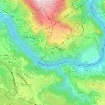 Grésin topographic map, elevation, terrain