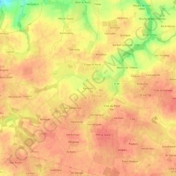 Keronvel topographic map, elevation, terrain