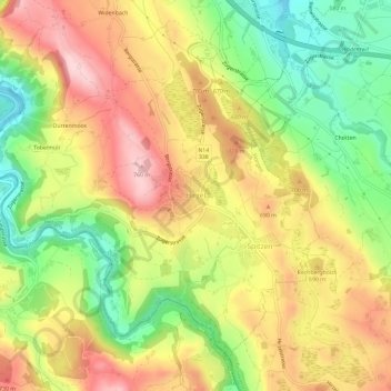 Hirzel topographic map, elevation, terrain
