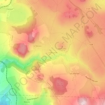 La Mouteyre topographic map, elevation, terrain