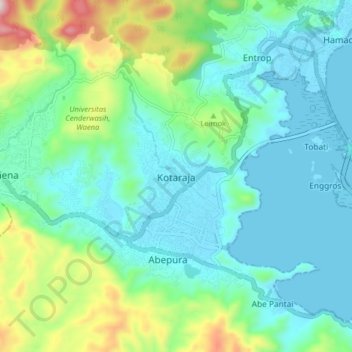 Kotaraja topographic map, elevation, terrain