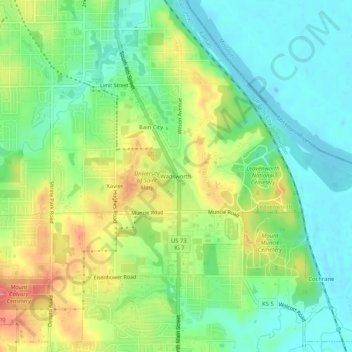 Wadsworth topographic map, elevation, terrain