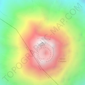 Cotopaxi topographic map, elevation, terrain
