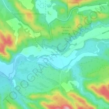 Marsden topographic map, elevation, terrain