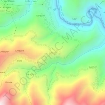 Chaka topographic map, elevation, terrain