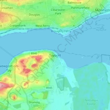 Tayport topographic map, elevation, terrain