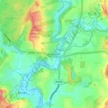 Stourton topographic map, elevation, terrain