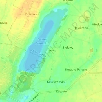 Róża topographic map, elevation, terrain