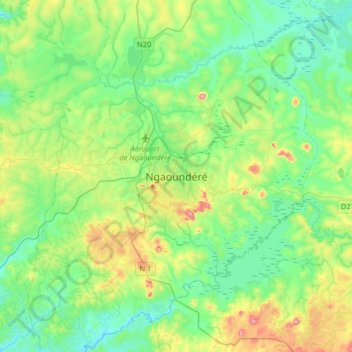 Ngaoundéré topographic map, elevation, terrain