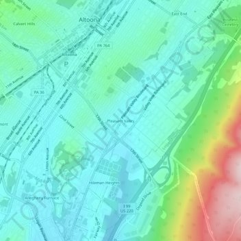 Pleasant Valley topographic map, elevation, terrain