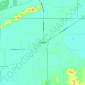 Advance topographic map, elevation, terrain