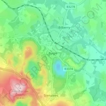 Bugle topographic map, elevation, terrain