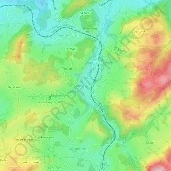 Oberthalhofen topographic map, elevation, terrain