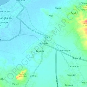 Burneh topographic map, elevation, terrain