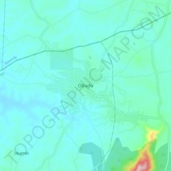 Obudu topographic map, elevation, terrain