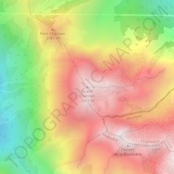 Grand Charnier topographic map, elevation, terrain