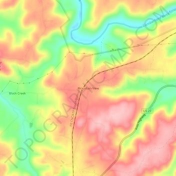 Mountain View topographic map, elevation, terrain