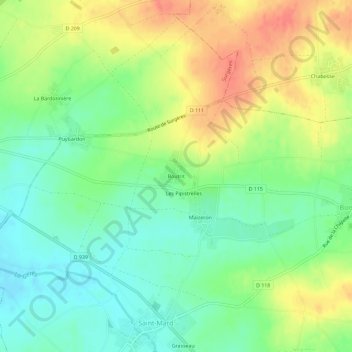 Boutrit topographic map, elevation, terrain
