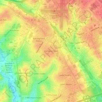 Sherwood Forest topographic map, elevation, terrain
