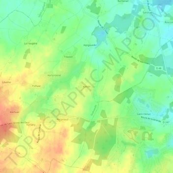 Kervin topographic map, elevation, terrain