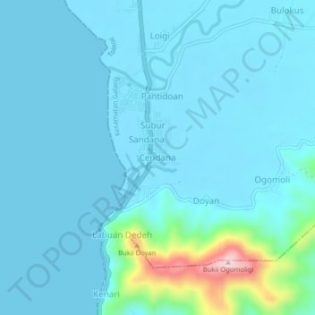 Cendana topographic map, elevation, terrain
