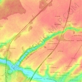 Sauvé topographic map, elevation, terrain
