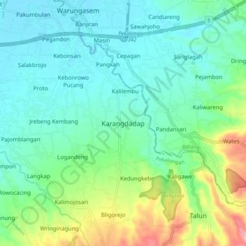 Karangdadap topographic map, elevation, terrain