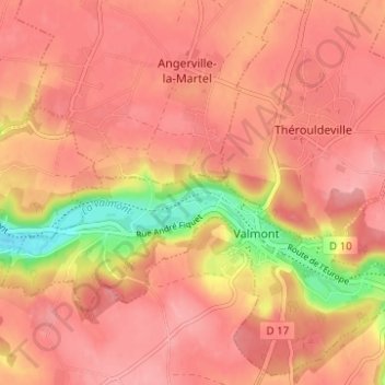 Rouxmesnil topographic map, elevation, terrain