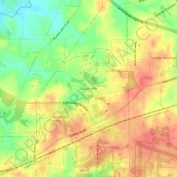 Village Hills topographic map, elevation, terrain