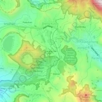 Karang Sari topographic map, elevation, terrain