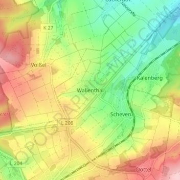 Wallenthal topographic map, elevation, terrain