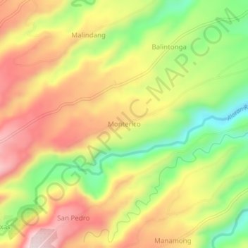 Monterico topographic map, elevation, terrain