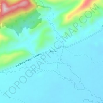 El Chocho topographic map, elevation, terrain