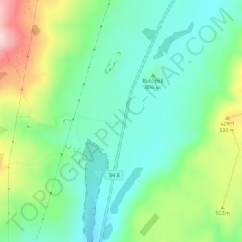 Fruitlands topographic map, elevation, terrain