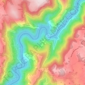 Canines topographic map, elevation, terrain