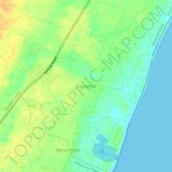 Kanamai topographic map, elevation, terrain